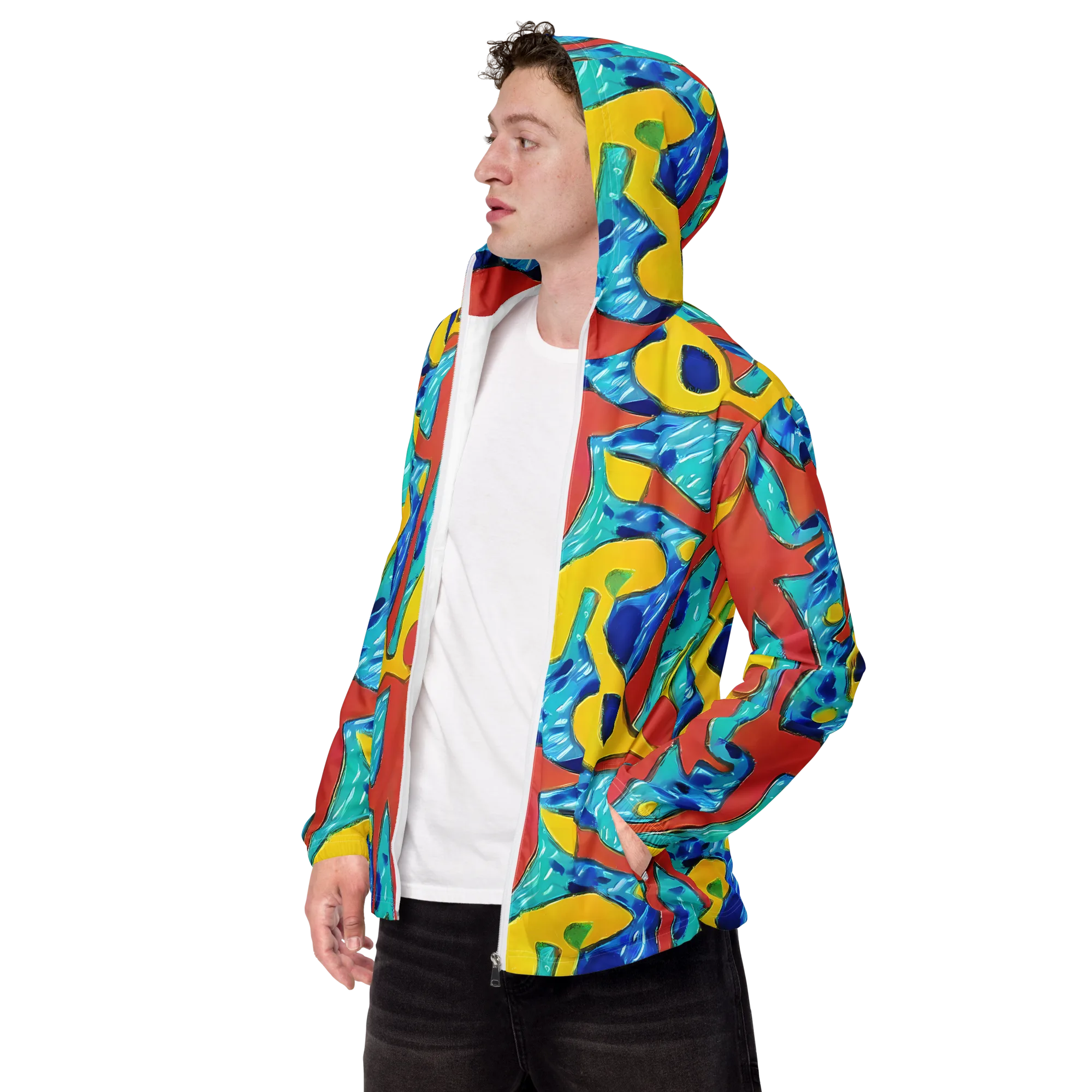 Aqua Uproar on Men's Windbreaker — Left Front