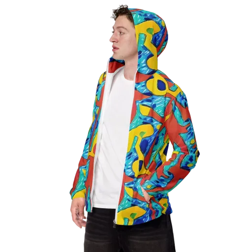 Aqua Uproar on a Men's Windbreaker