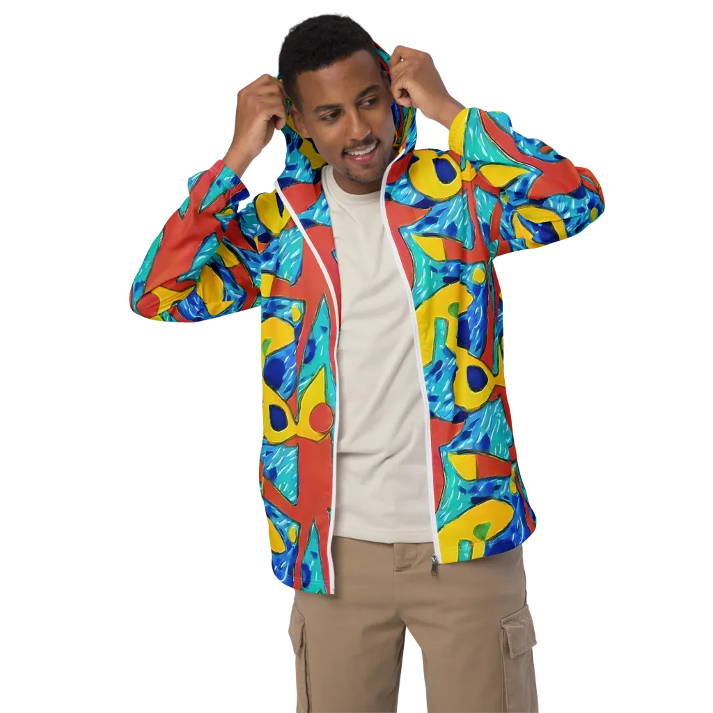 Aqua Uproar on Men's Windbreaker — Front