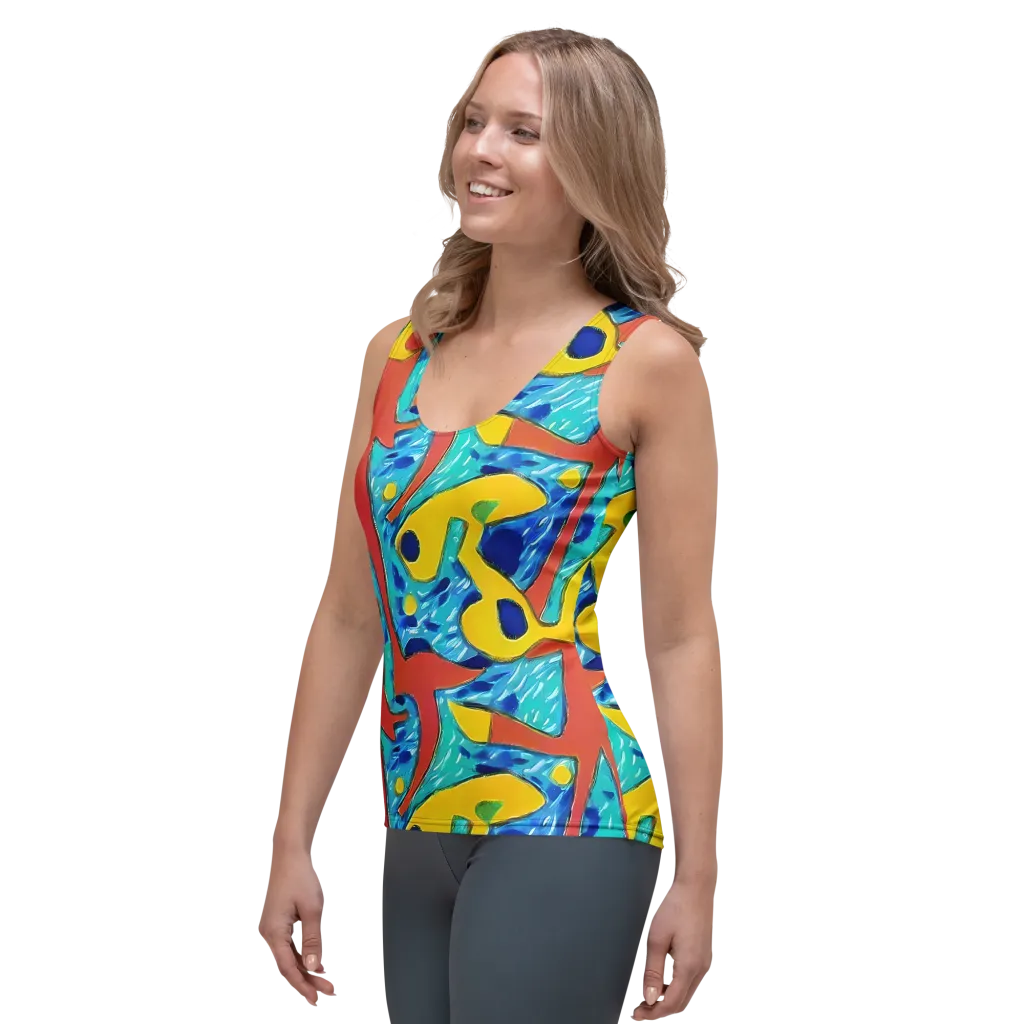 Aqua Uproar on Women's Tank Top — Left Front