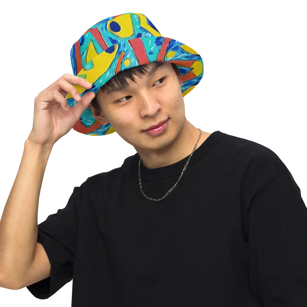 Aqua Uproar on Reversible Bucket Hat — Front Inside