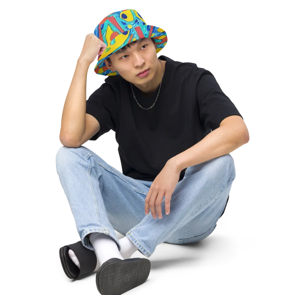 Aqua Uproar on Reversible Bucket Hat — Front 2 Inside