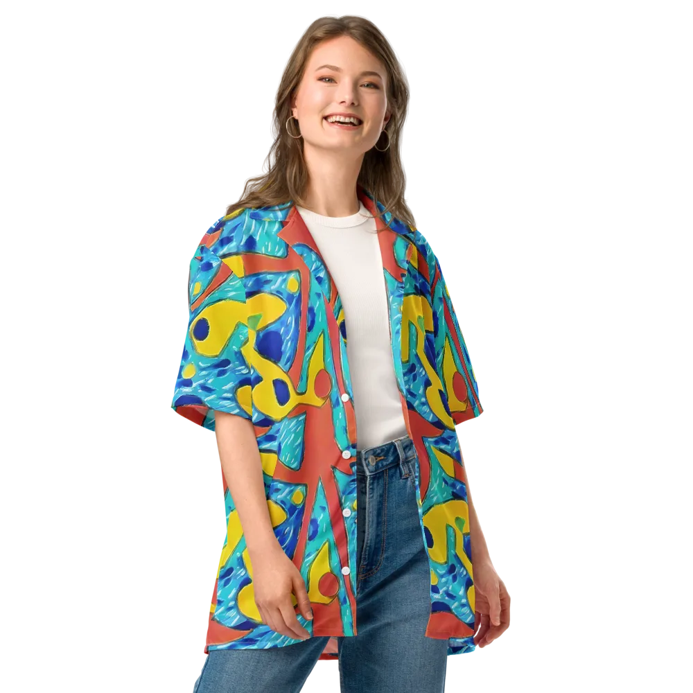 Aqua Uproar on Button Shirt — Front