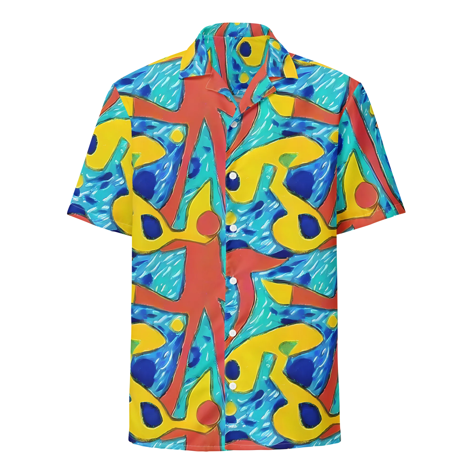 Aqua Uproar on Button Shirt — Front