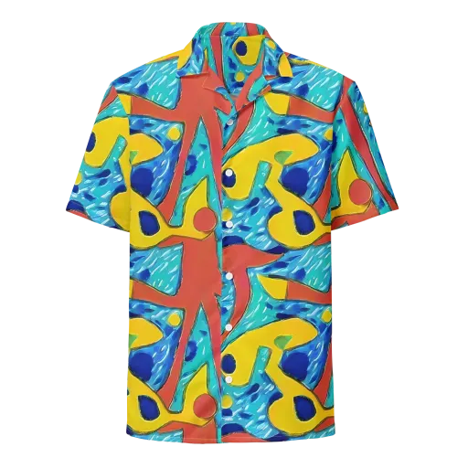 Aqua Uproar on a Button Shirt