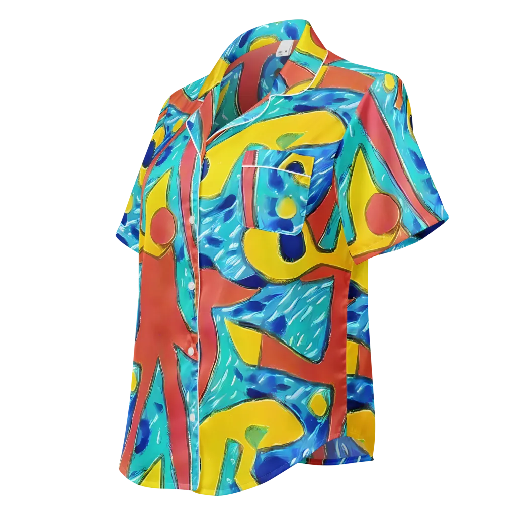 Aqua Uproar on Women's Short Sleeve Pajama Top — Left Front