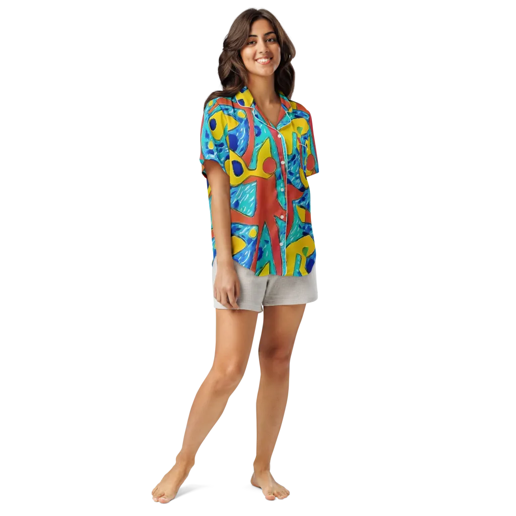 Aqua Uproar on Women's Short Sleeve Pajama Top — Front