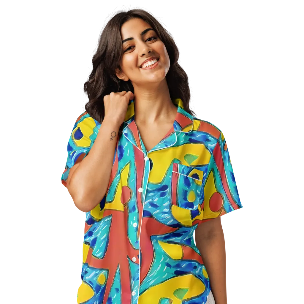 Aqua Uproar on Women's Short Sleeve Pajama Top — Front