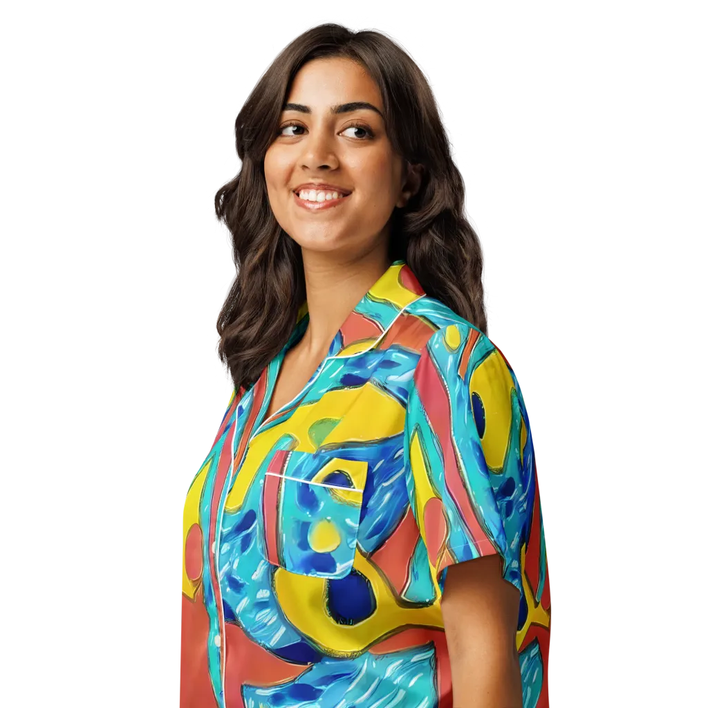 Aqua Uproar on Women's Short Sleeve Pajama Top — Left Front