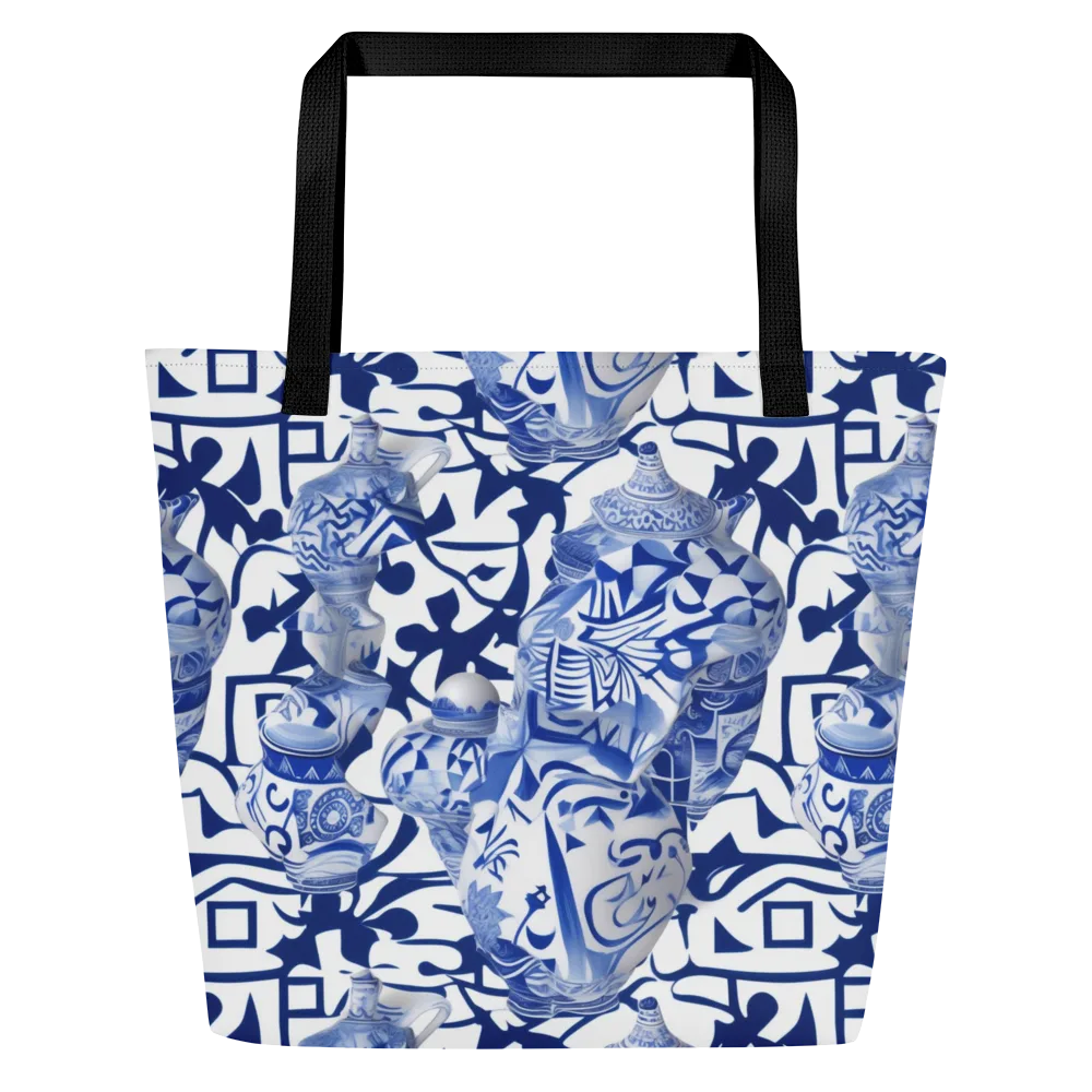 Cobalt Ceramics on Large Tote Bag W/ Pocket — Front