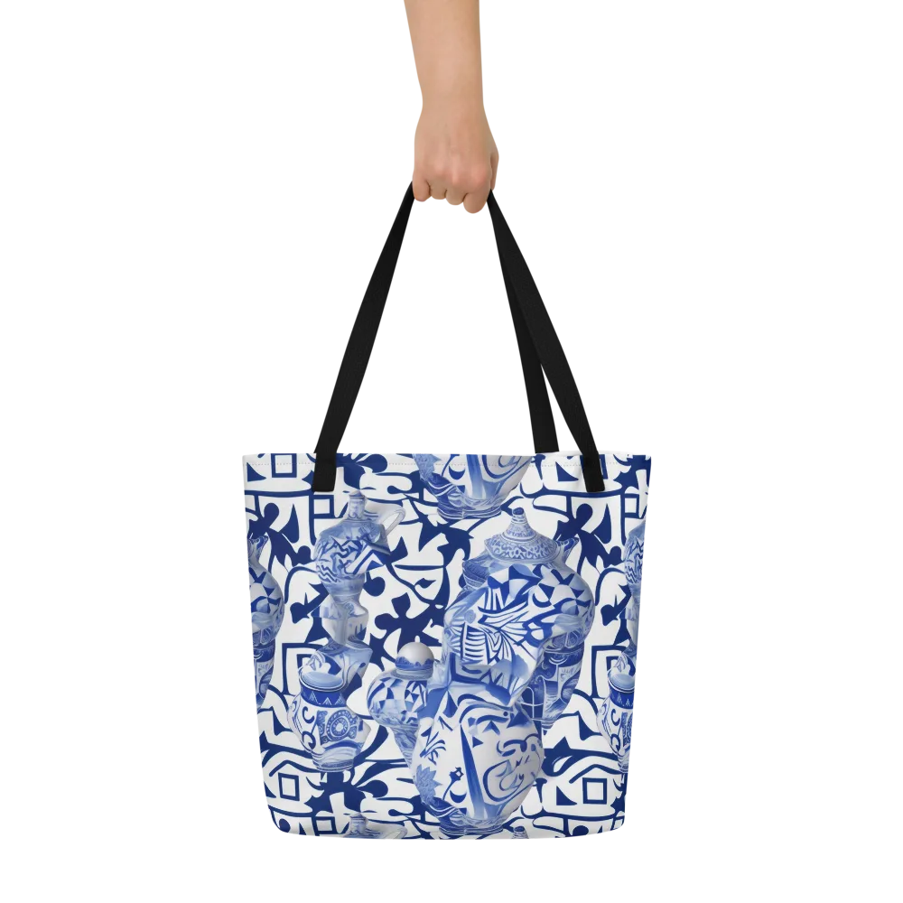 Cobalt Ceramics on Large Tote Bag W/ Pocket — Front