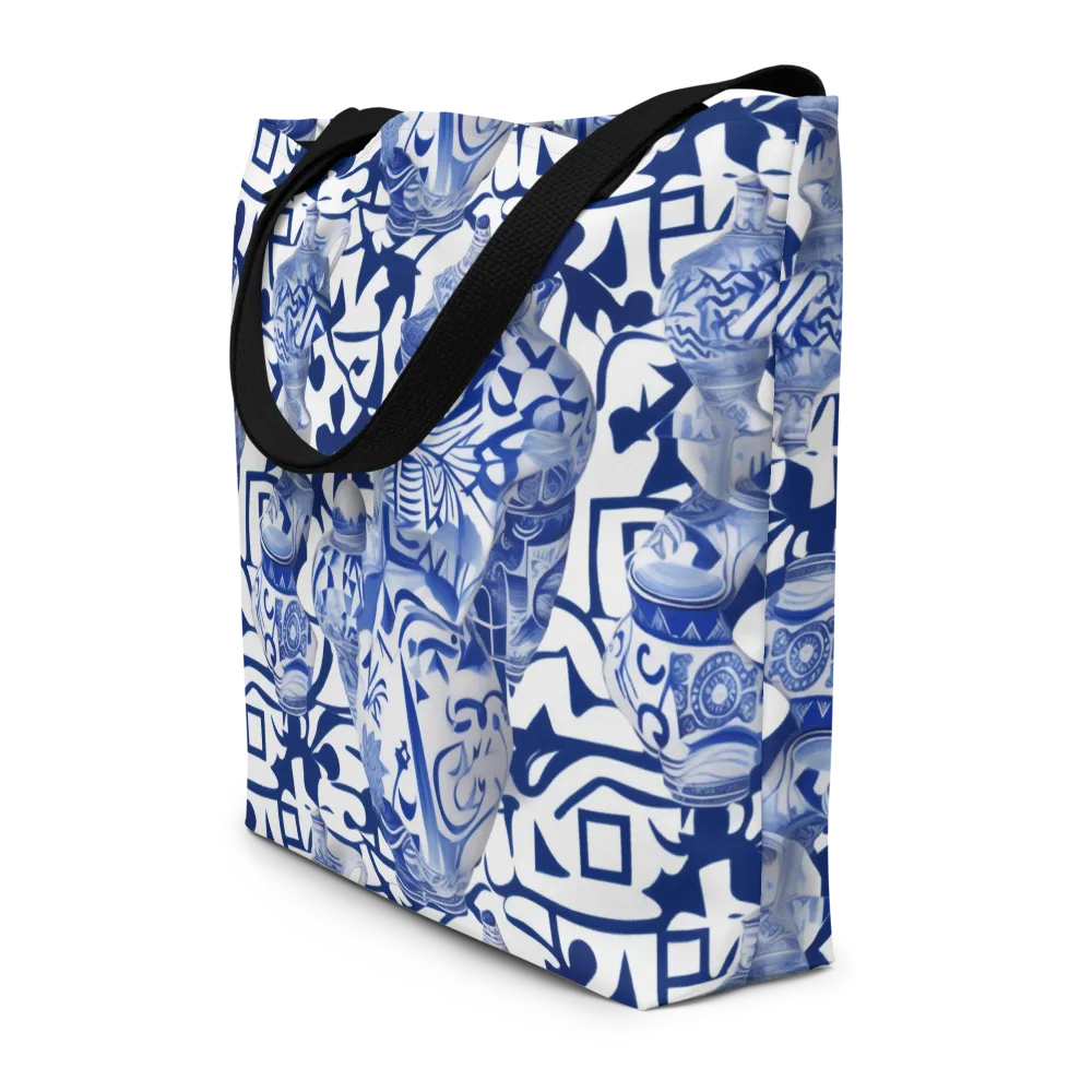 Cobalt Ceramics on Large Tote Bag W/ Pocket — Front