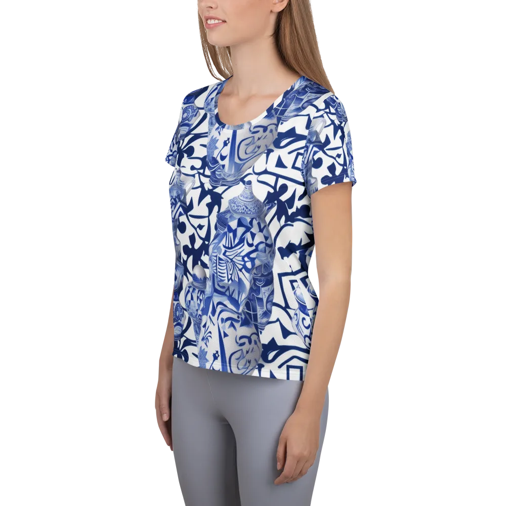 Cobalt Ceramics on Women's Athletic T-Shirt — Left