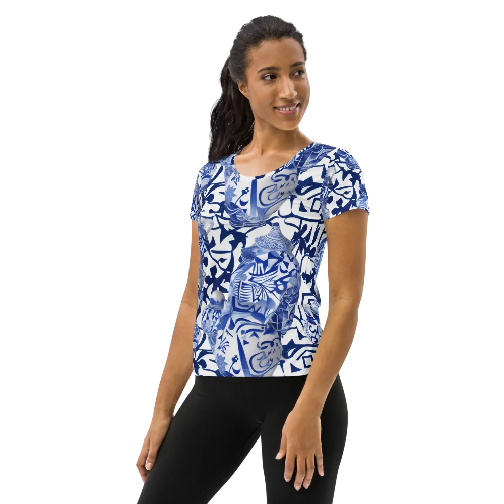 Cobalt Ceramics on Women's Athletic T-Shirt — Left