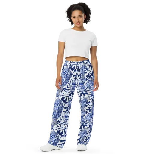 Cobalt Ceramics on a Wide-Leg Pants