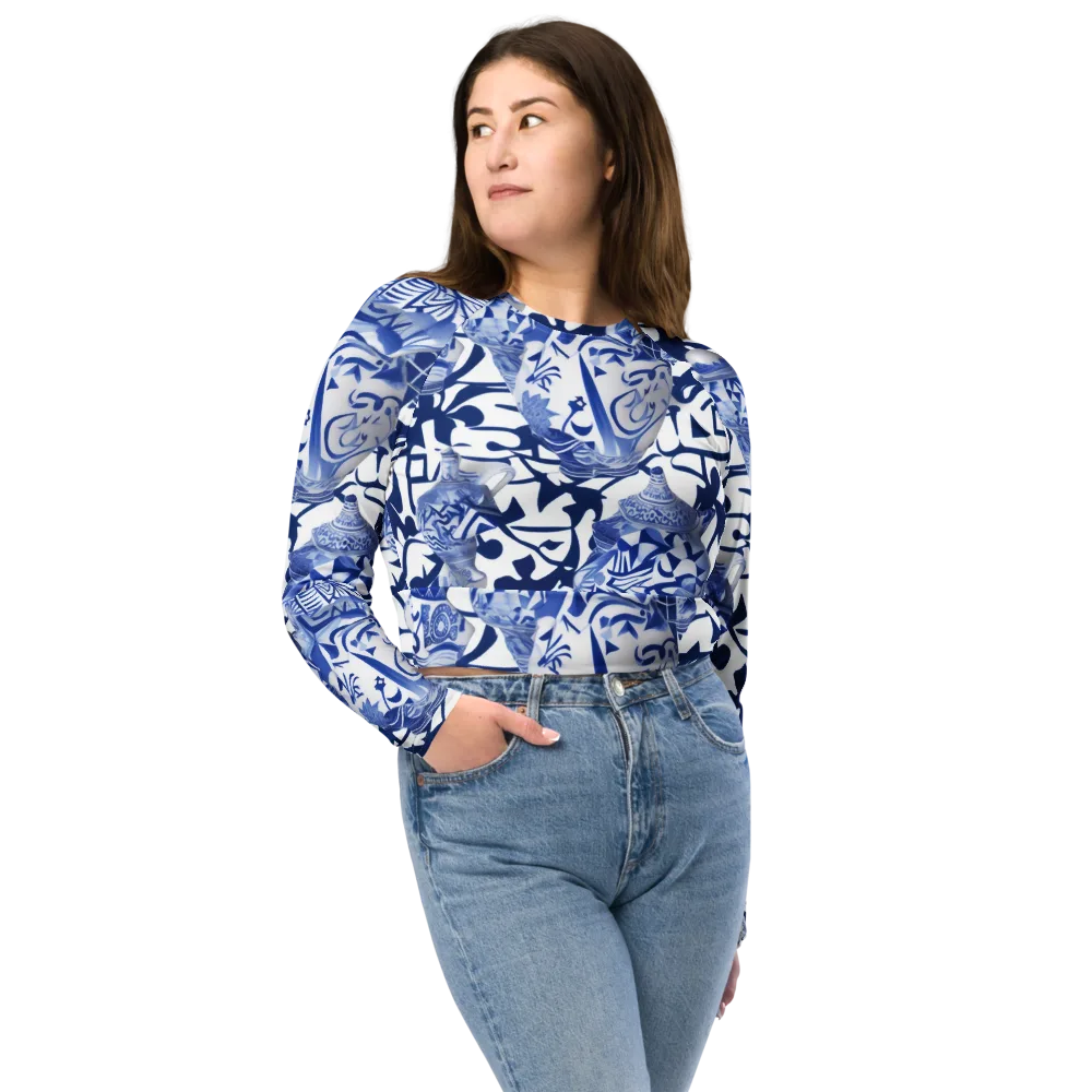 Cobalt Ceramics on Long Sleeve Crop Top — Front