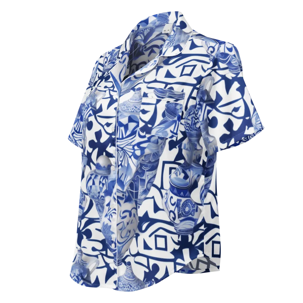 Cobalt Ceramics on Women's Short Sleeve Pajama Top — Left Front