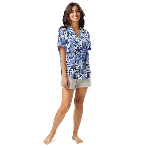 Cobalt Ceramics on a Women's Short Sleeve Pajama Top