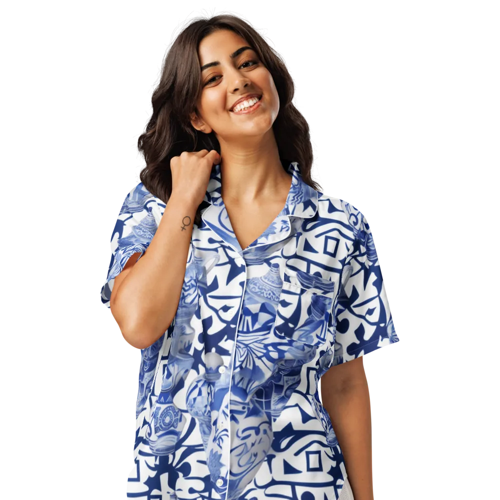 Cobalt Ceramics on Women's Short Sleeve Pajama Top — Front