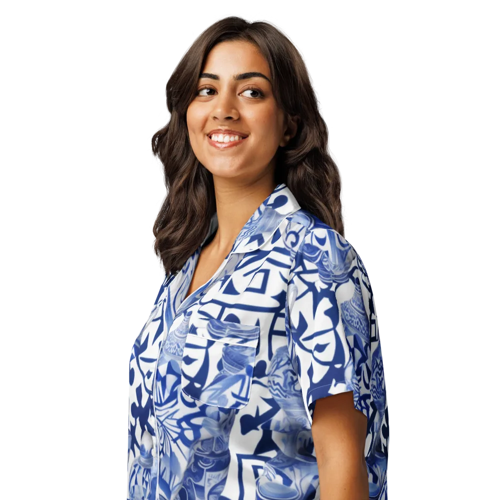 Cobalt Ceramics on Women's Short Sleeve Pajama Top — Left Front