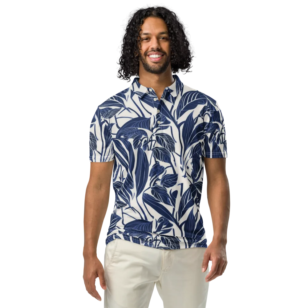 Blue Garden on Men's Slim Fit Polo Shirt — Front