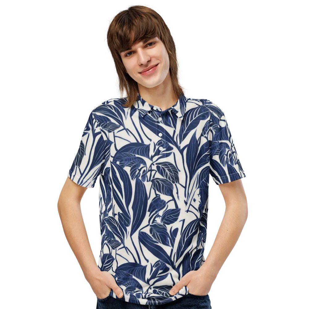 Blue Garden on Men's Slim Fit Polo Shirt — Front