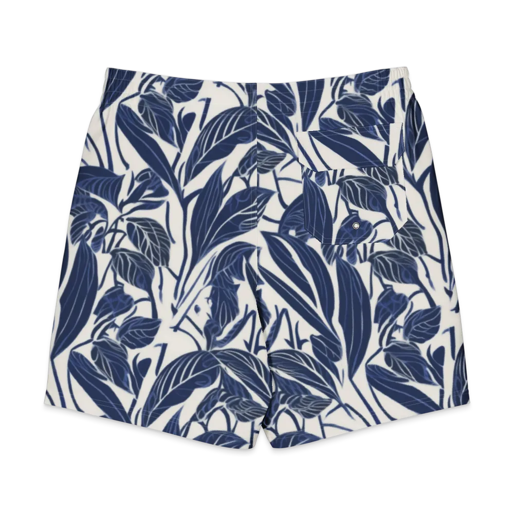 Blue Garden on Men's Board Shorts — Back