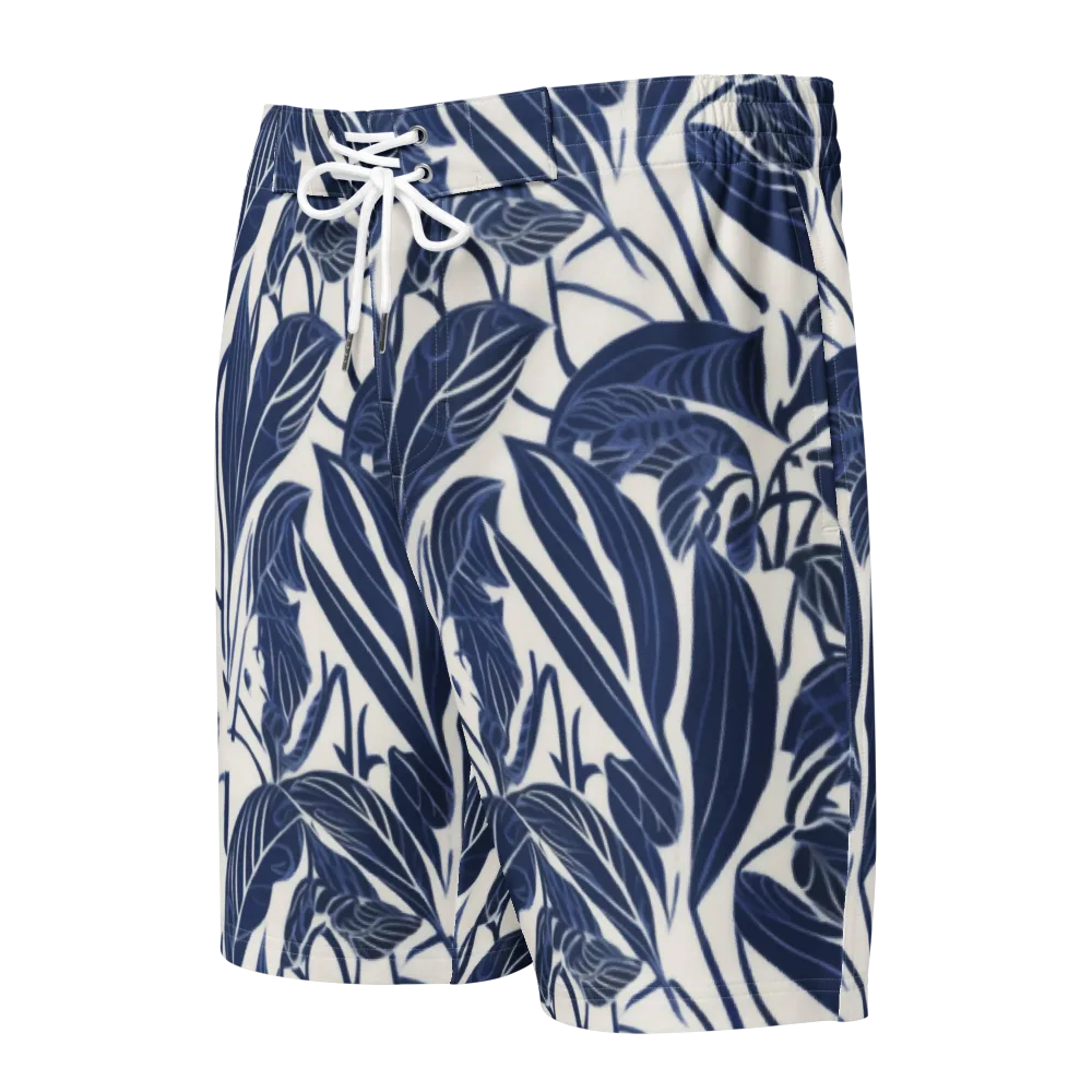 Blue Garden on Men's Board Shorts — Front