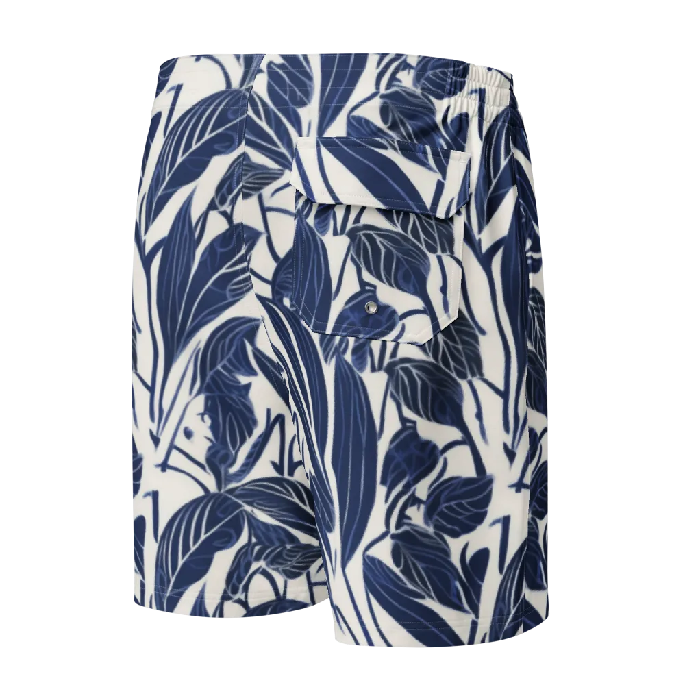 Blue Garden on Men's Board Shorts — Back
