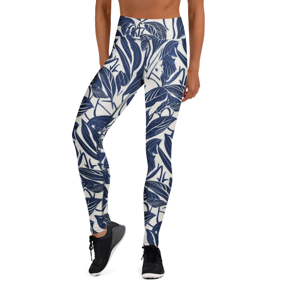 Blue Garden on Yoga Leggings — Front