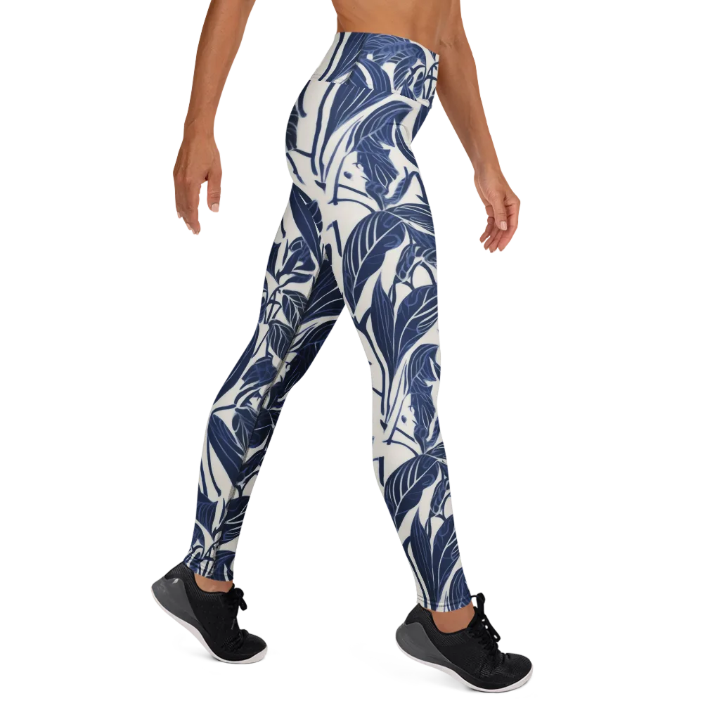 Blue Garden on Yoga Leggings — Right