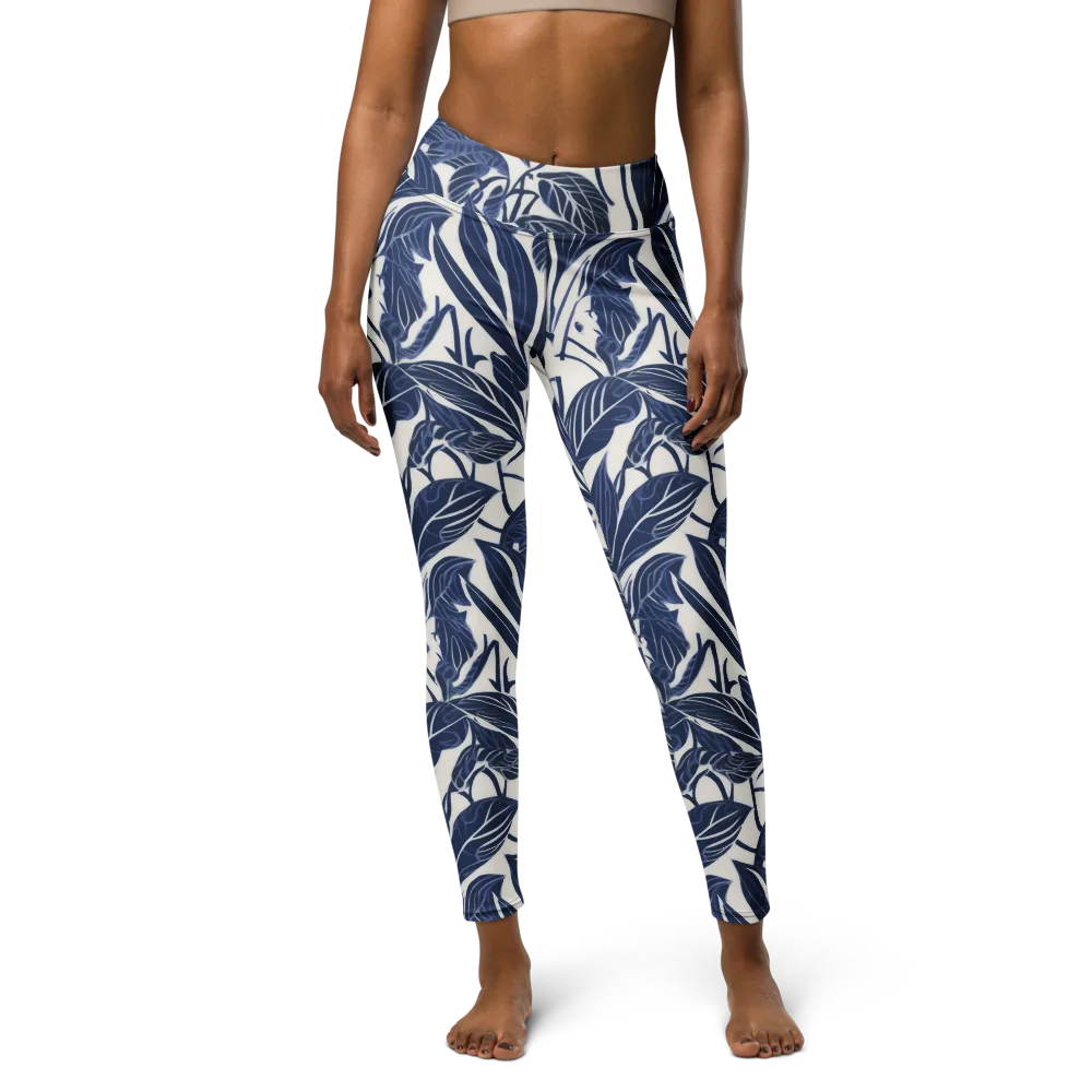 Blue Garden on Yoga Leggings — Front