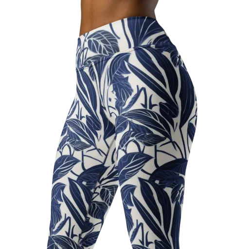 Blue Garden on a Yoga Leggings