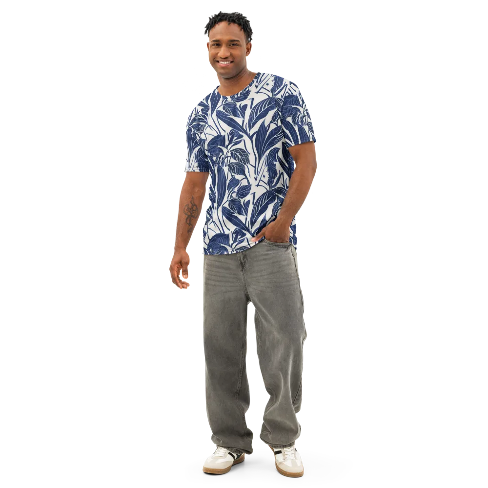 Blue Garden on Men's Cotton Crew Neck T-Shirt — Front