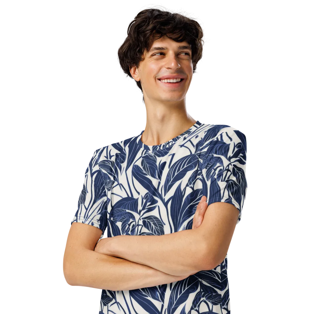 Blue Garden on Men's Crew Neck T-Shirt — Left Front