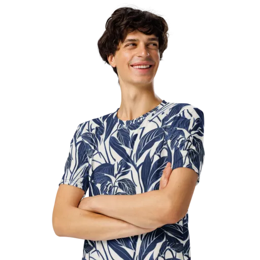 Blue Garden on a Men's Crew Neck T-Shirt