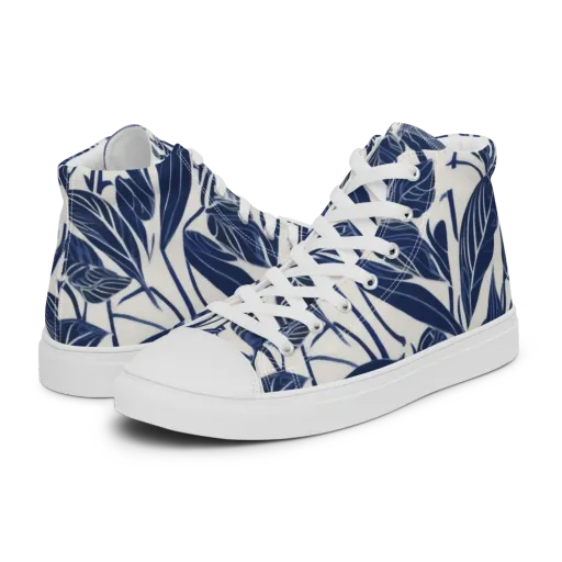 Blue Garden on a Men's High Top Canvas Shoes