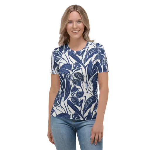 Blue Garden on a Women's Crew Neck T-Shirt