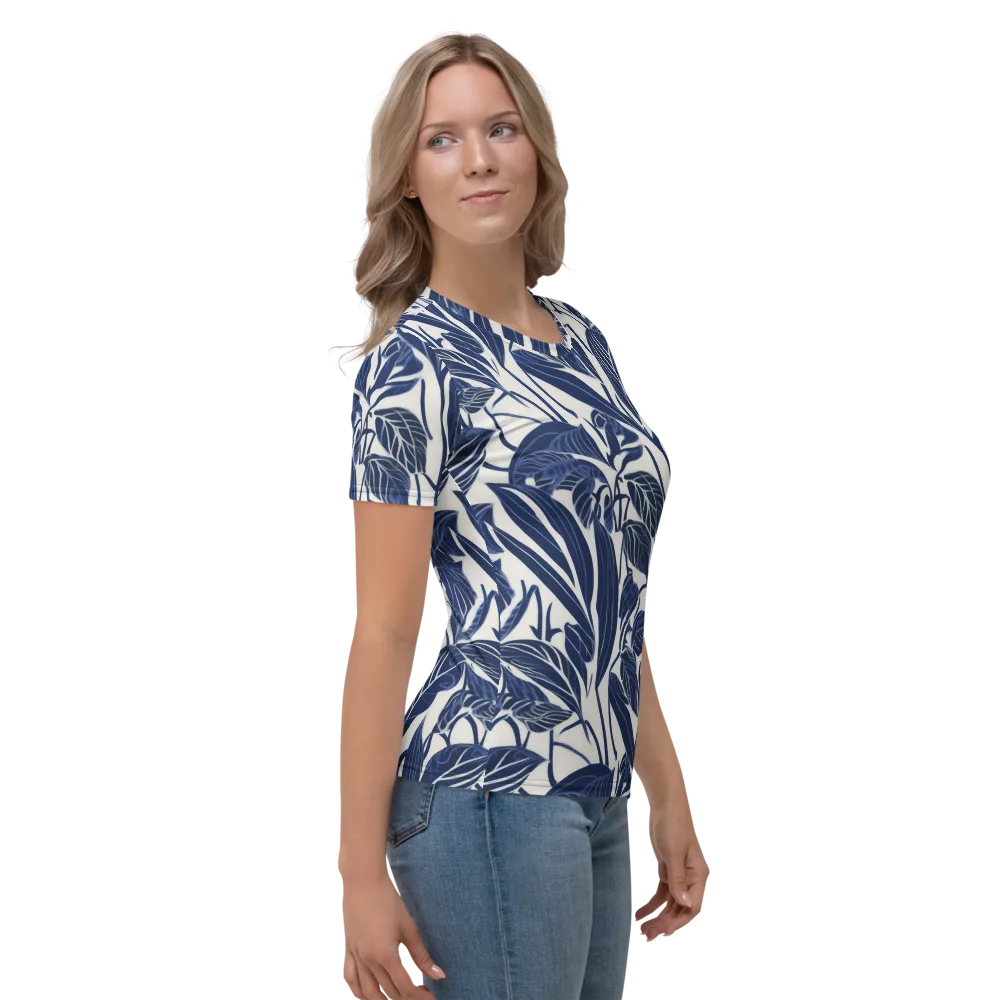 Blue Garden on Women's Crew Neck T-Shirt — Right