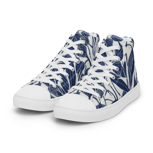 Blue Garden on a Women's High Top Canvas Shoes