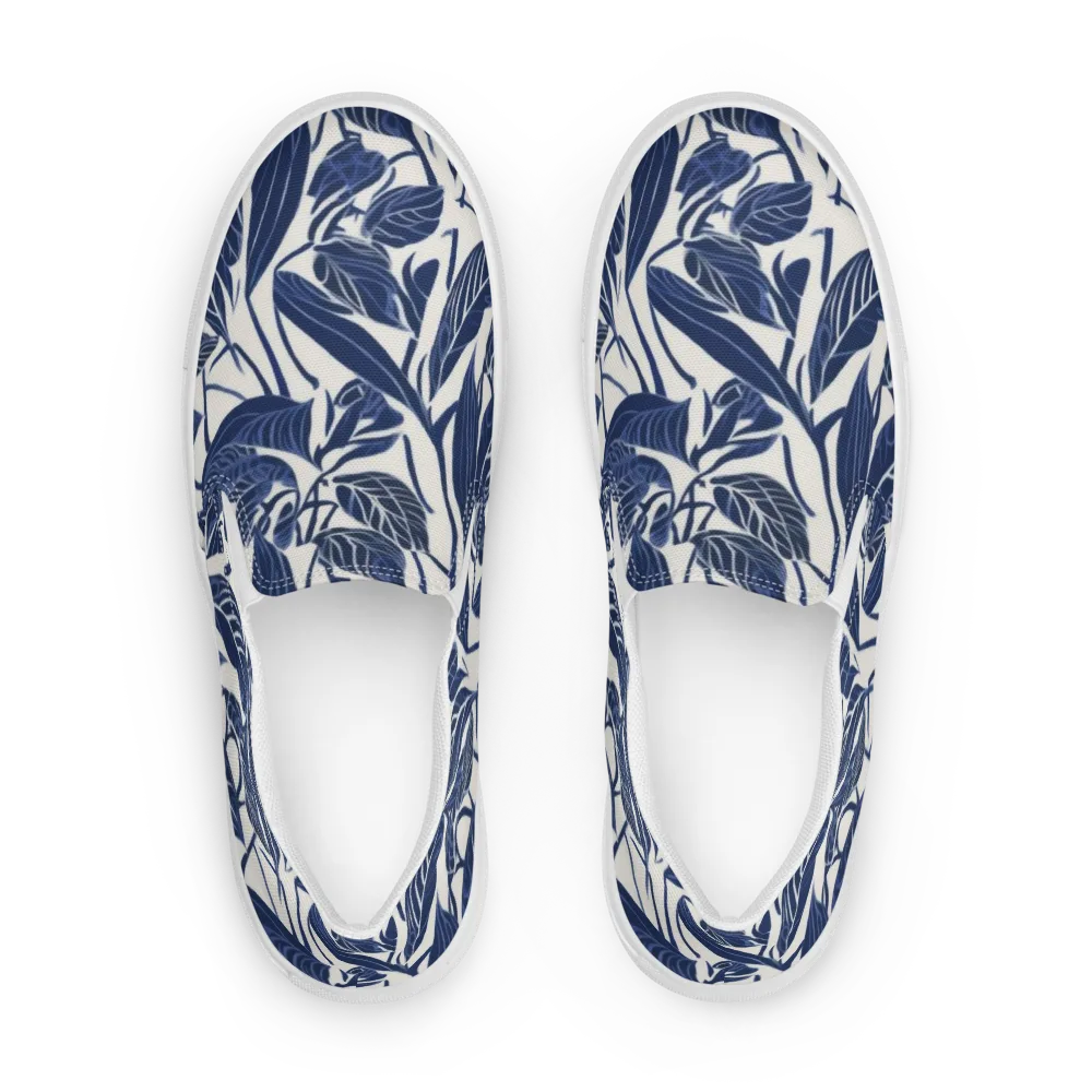 Blue Garden on Men's Slip-On Canvas Shoes — Front