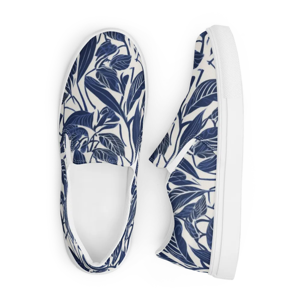 Blue Garden on Men's Slip-On Canvas Shoes — Front