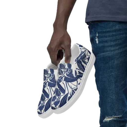 Blue Garden on a Men's Slip-On Canvas Shoes