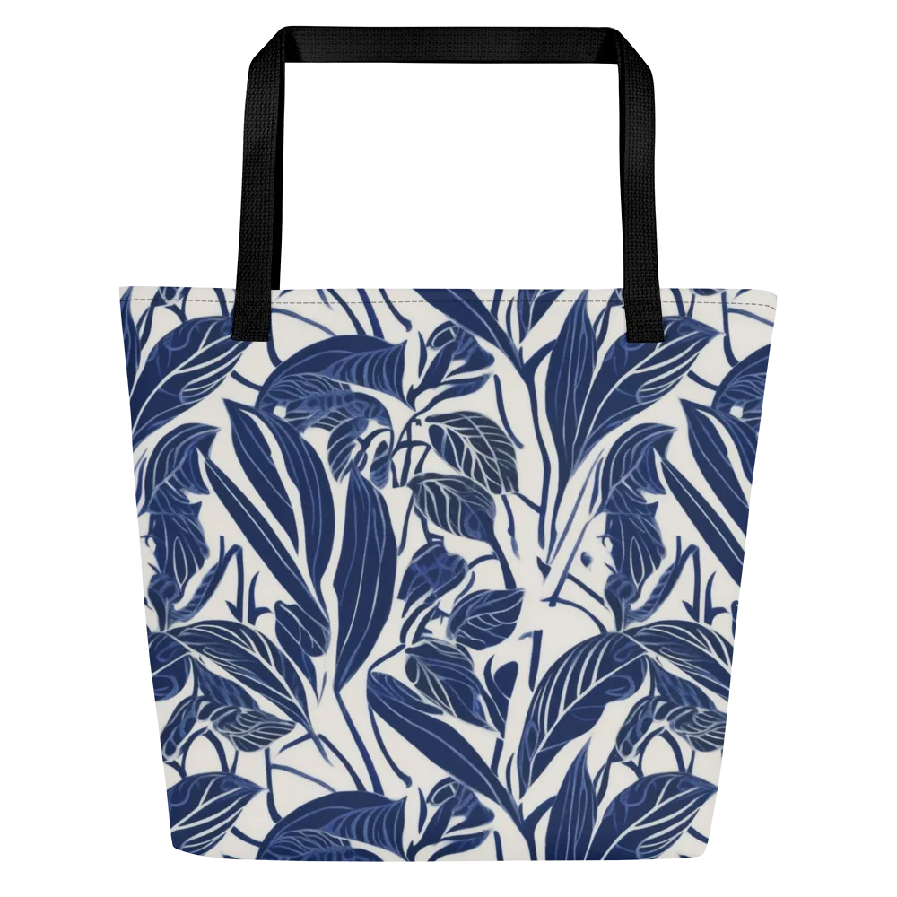 Blue Garden on Large Tote Bag W/ Pocket — Front