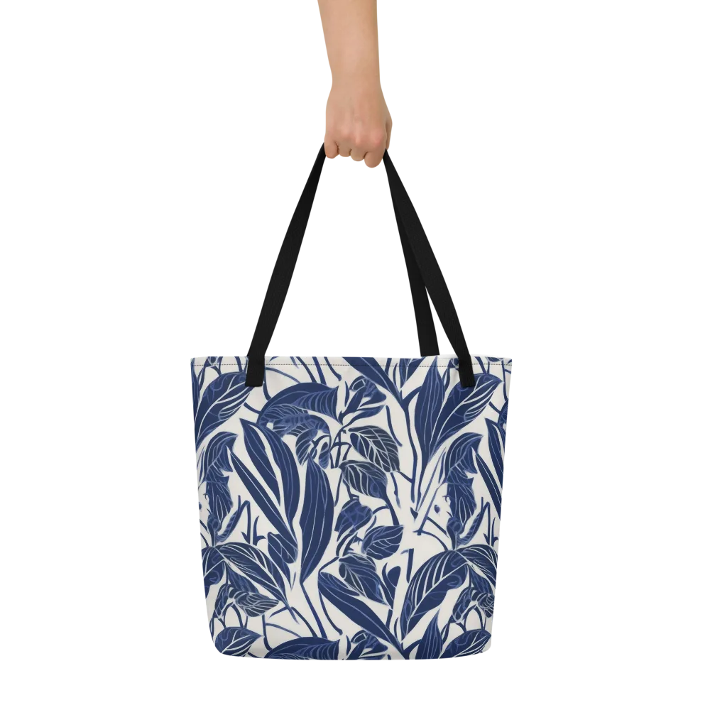 Blue Garden on Large Tote Bag W/ Pocket — Front