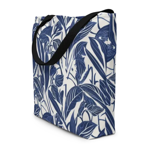 Blue Garden on a Large Tote Bag W/ Pocket