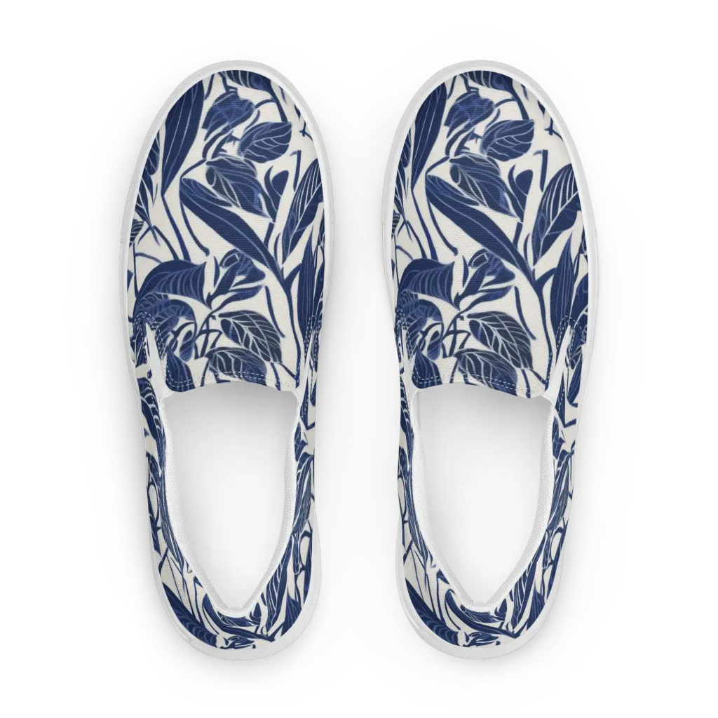 Blue Garden on Women's Slip-On Canvas Shoes — Front