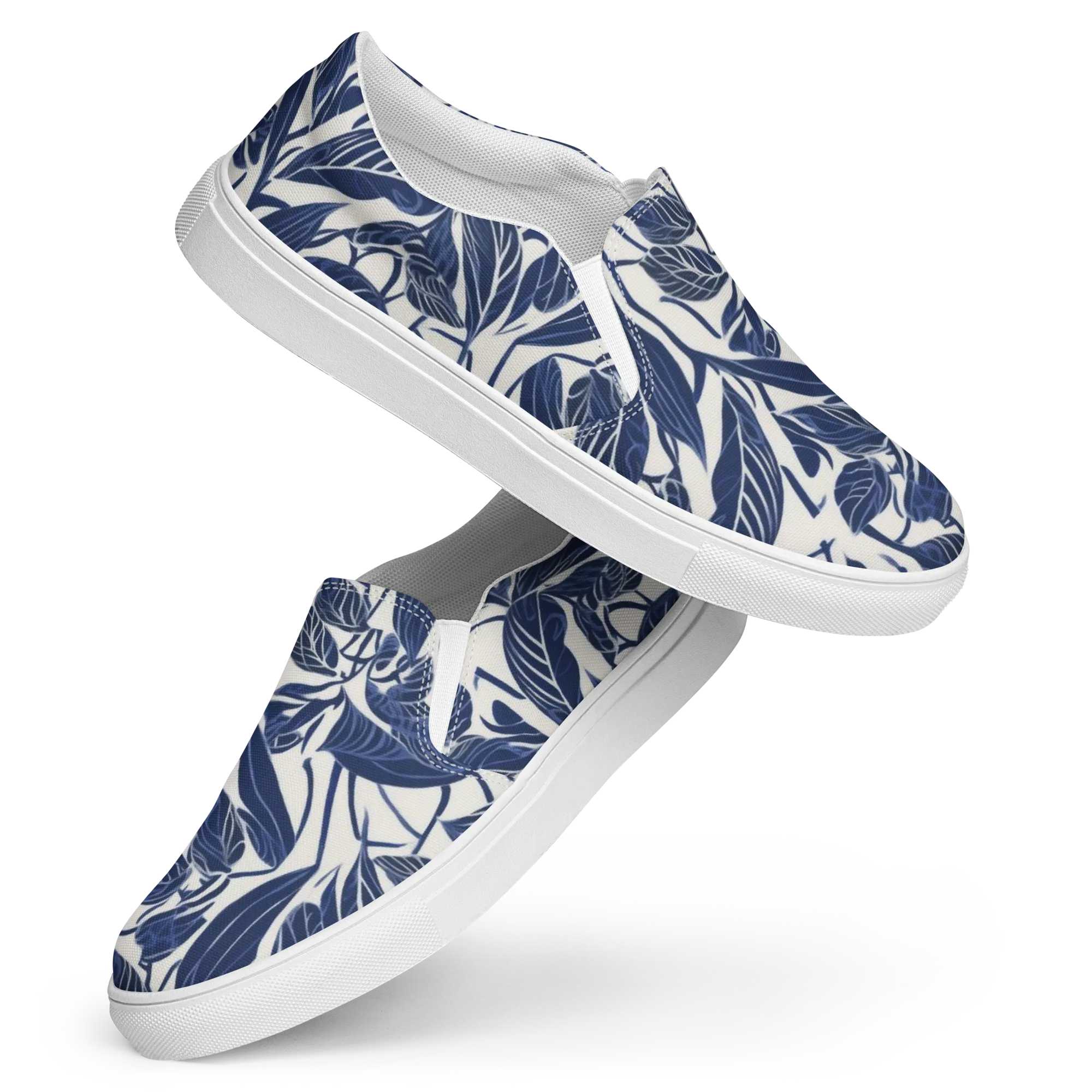 Blue Garden on Women's Slip-On Canvas Shoes — Front