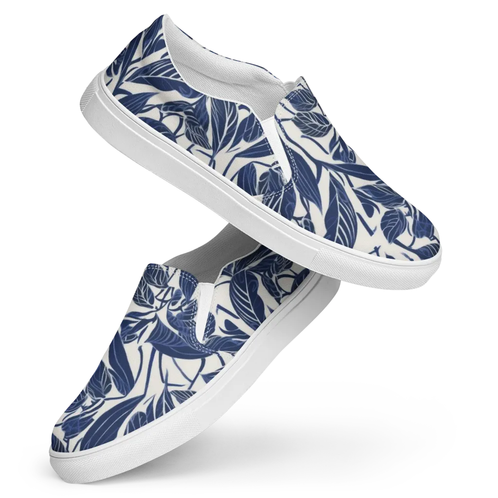 Blue Garden on Women's Slip-On Canvas Shoes — Front