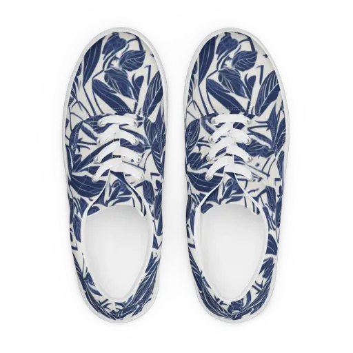 Blue Garden on a Men's Lace-Up Canvas Shoes